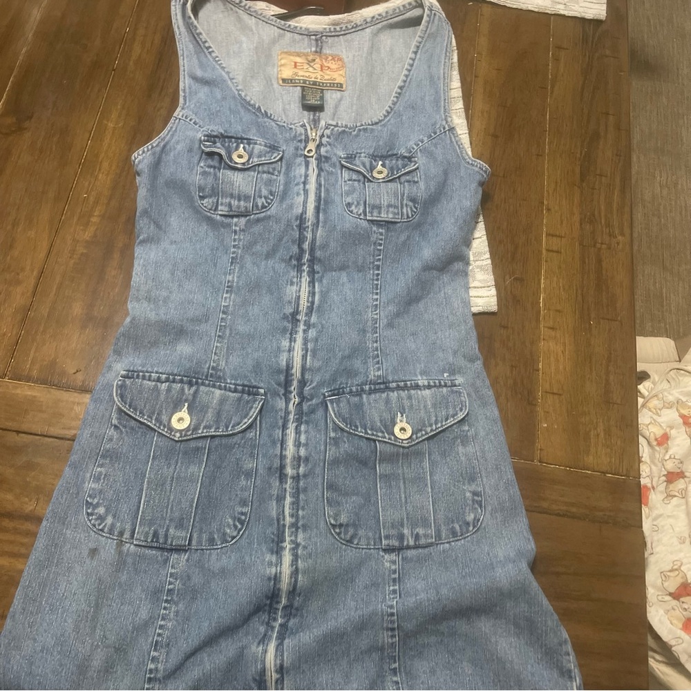 Vintage 90s EXP Express Denim Sleeveless Zip-Up Dress Size XS
